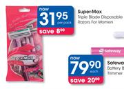 Super Max Triple Blade Disposable Razors For Women-Per Pack