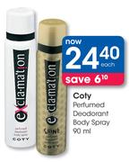 Coty Perfumed Deodorant Body Spray-90ml Each
