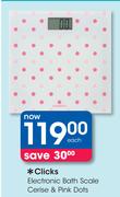 Clicks Electronic Bath Scale Cerise & Pink Dots-Each
