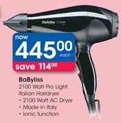 BaByliss 2100 Watt Pro Light Italian Hairdryer
