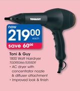 Toni & Guy 1800 Watt Hairdryer TGDR5366/5355DR