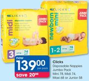Clicks Disposable Nappies Jumbo Pack-Per Pack