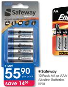 Safeway 10 Pack AA Or AAA Alkaline Batteries BP10-Per Pack
