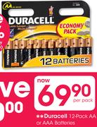 Duracell 12 Pack AA Or AAA Batteries-Per Pack
