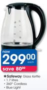 Safeway 1.7Ltr 360 Degree Cordless Glass Kettle