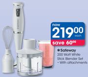 Safeway 200 Watt White Stick Blender Set With Attachments-Each