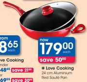Love Cooking 24cm Aluminium Red Saute Pan-Each
