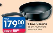 Love Cooking 26cm Aluminium Non Stick Wok-Each