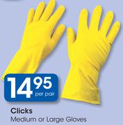 Clicks Medium Or Large Gloves-Per Pair