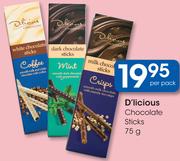 D'licious Chocolate Sticks-75g Per Pack