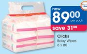 Clicks Baby Wipes-6x80 Per Pack