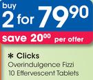 Clicks Overrindulgence Fizzi-2x10 Effervescent Tablets