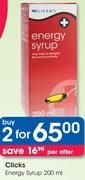 Clicks Energy Syrup-2x200ml