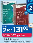Clicks Multivit Men Or Women Adult-2x60 Tablets