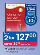 Clicks Cinnamon Extract 30 Capsules-For 2
