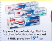 Aquafresh High Definition Or Ultimate Toothpastes-Each