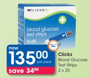 Clicks Blood Glucose Test Strips-2 x 25 Per Pack