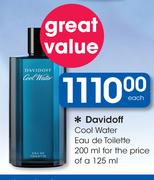 Davidoff Cool Water Eau De Toilette-200ml For The Price Of A 125ml-Each