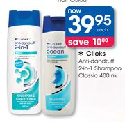 Clicks Anti Dandruff 2 In 1 Shampoo Classic-400ml Each