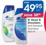 Head And Shoulders Anti Dandruff Shampoo-400ml Each