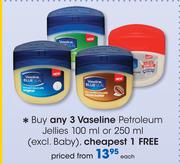 Vaseline Petroleum Jellies 100ml Or 250ml (Excl Baby)-Each