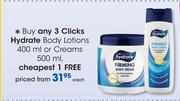 Clicks Hydrate Body Lotions 400ml Or Cream 500ml-Each