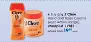 Clere Hand And Body Creams (Excl Active Range)-Each
