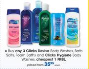 Clicks Revive Body Washes, Bath Salts, Foam Baths And Clicks Hygiene Body Washes-Each
