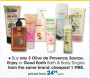 Olive De Provence, Source, Enjoy Or Good Earth Bath And Body Singles-Each