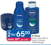 Nivea Body Lotion 400ml(Excl. In Shower & Q10 Range)-For 2