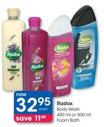Radox Body Wash 400ml Or 500ml Foam Bath-Each
