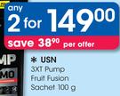 USN 3XT Pump Fruit Fusion Sachet-2x100g