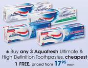 Aquafresh Ultimate & High Definition Toothpastes-Each