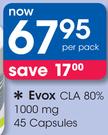 Evox CLA 80% 1000mg 45 Capsules-Per Pack