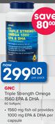 GNC Triple Strength Omega 1560 EPA & DHA 60 Softgels-Per Pack