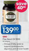 GNC Flax Seed Oil 1000 90 Softgels-Per Pack