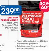 GNC Pro Performance Rapid Drive Glutamine 2500 Power Chew 60 Chews-Per Pack
