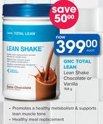 GNC Total Lean Shake Chocolate Or Vanilla-768g