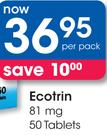 Ecotrin 81mg 50 Tablets-Per Pack