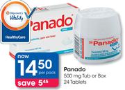 Panado 500mg Tub Or Box 24 Tablets-Per Pack
