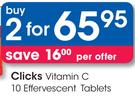 Clicks Vitamin C 10 Effervescent Tablets-2's