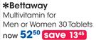 Bettaway Multivitamin For Men Or Women 30 Tablets-Per Pack