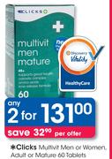 Clicks Multivit Men Or Women, Adult Or Mature-2x60 Tablets