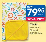 Clicks Interlock Blanket ABC Unisex-Each