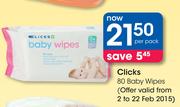 Clicks 80 Baby Wipes-Per Pack