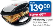 Safeway 2-Slice Stainless Steel Sandwich Maker