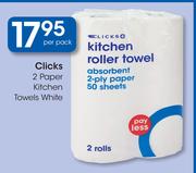Clicks 2 Paper Kitchen Towels White-Per Pack