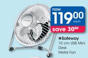 Safeway 10cm USB Mini Desk Metal Fan