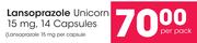 Lansoprazole Unicorn 15mg 14 Capsules-Per Pack