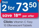 Clicks Vitamin C Fizzy 10 Effervescent Tablets-For 2